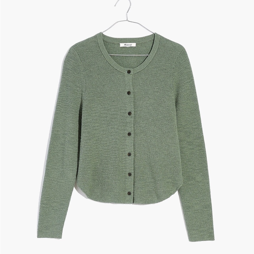 BNWT Madewell Halsted Green Ribbed cardigan